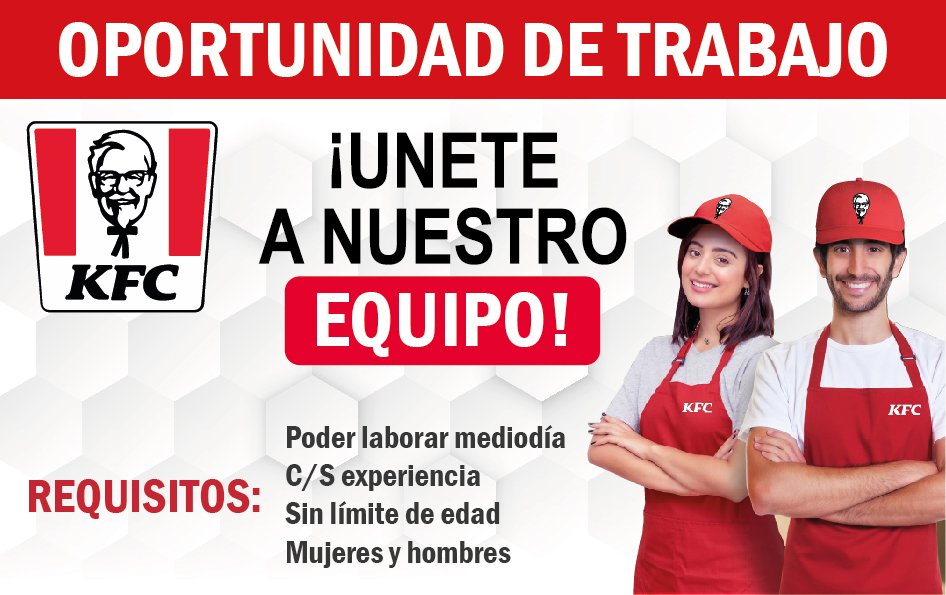KFC SOLICITA NUEVO EQUIPO DE TRABAJO | POSTULA YA