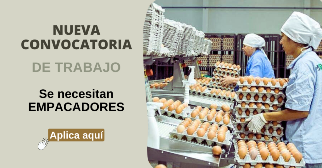 REQUIEREN EMPACADORES DE HUEVO - INGRESO INMEDIATO